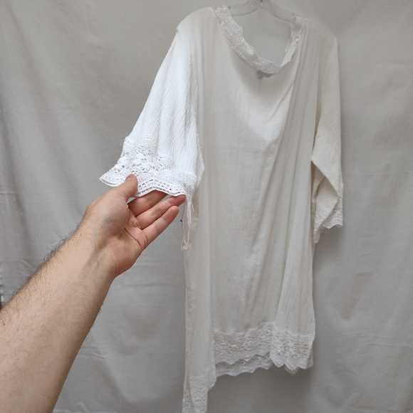 NEW Talbots Shift Dress Swim Coverup plus size 3X white new crochet cotton - Picture 12 of 15